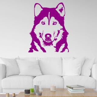 Samolepka Husky Farba: fialová, Veľkosť: 100 x 81 cm