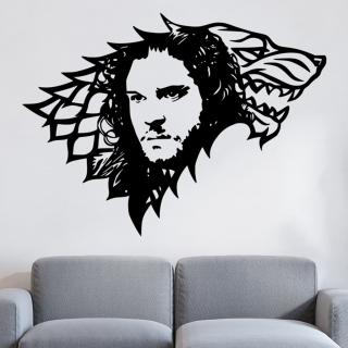 Samolepka Jon Snow Hra o tróny Farba: černá, Veľkosť: 100 x 73 cm