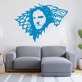 Samolepka Jon Snow Hra o tróny Farba: modrá, Veľkosť: 100 x 73 cm