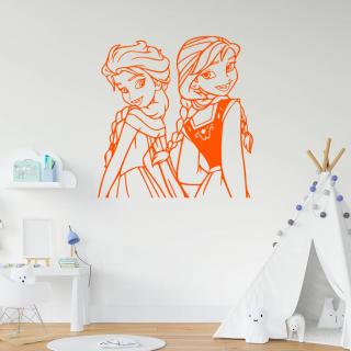 Samolepka Ľadové kráľovstvo Elsa a Anna Farba: oranžová, Veľkosť: 40 x 41 cm