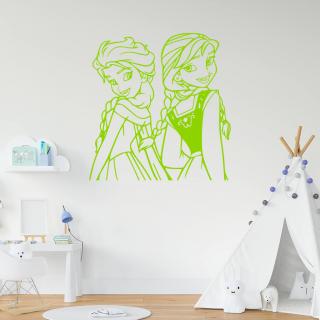 Samolepka Ľadové kráľovstvo Elsa a Anna Farba: zelená, Veľkosť: 40 x 41 cm