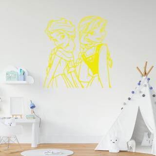 Samolepka Ľadové kráľovstvo Elsa a Anna Farba: žlutá, Veľkosť: 100 x 104 cm