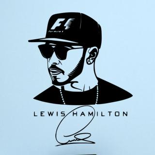 Samolepka Lewis Hamilton F1 Farba: černá, Veľkosť: 100 x 78 cm