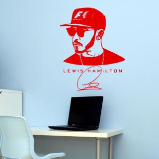 Samolepka Lewis Hamilton F1 Farba: červená, Veľkosť: 100 x 78 cm