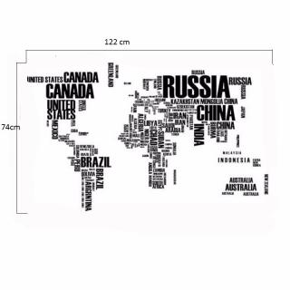 Samolepka Mapa sveta Veľkosť: 122 x 74 cm