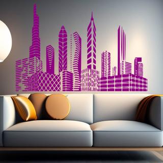 Samolepka Mesto budúcnosti Farba: fialová, Veľkosť: 100 x 67 cm