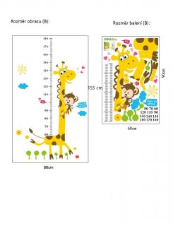 Samolepka meter Žirafa Veľkosť: 155 x 88 cm