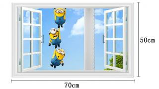 Samolepka Mimoni za oknom Veľkosť: 70 x 50 cm