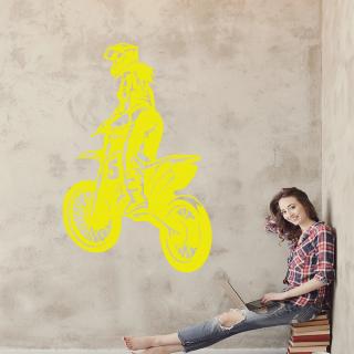 Samolepka Motokrosové dievča Farba: žlutá, Veľkosť: 100 x 64 cm