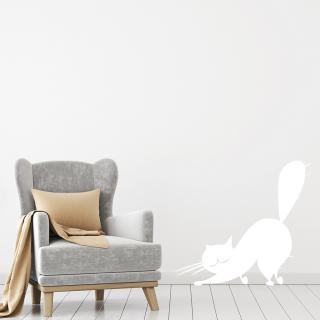 Samolepka Naježená mačka Farba: bílá, Veľkosť: 100 x 90 cm
