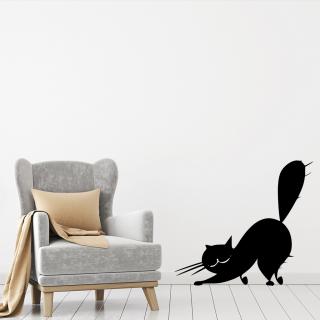 Samolepka Naježená mačka Farba: černá, Veľkosť: 60 x 54 cm