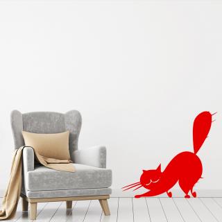 Samolepka Naježená mačka Farba: červená, Veľkosť: 100 x 90 cm