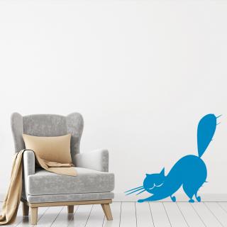Samolepka Naježená mačka Farba: modrá, Veľkosť: 100 x 90 cm