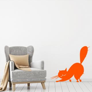 Samolepka Naježená mačka Farba: oranžová, Veľkosť: 100 x 90 cm