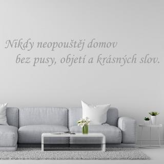 Samolepka Nikdy neopúšťaj domov bez pusy, objatia a krásnych slov Farba: šedá, Veľkosť: 40 x 12 cm