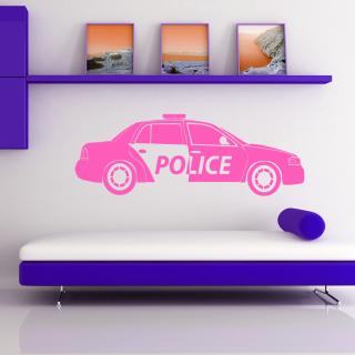 Samolepka Policajné autíčko Farba: ružová, Veľkosť: 100 x 32 cm