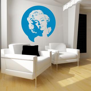 Samolepka Portrét Marilyn Monroe Farba: modrá, Veľkosť: 100 x 106 cm