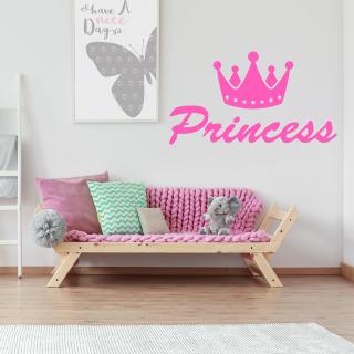 Samolepka Princess Farba: růžová, Veľkosť: 40 x 23 cm