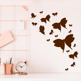 Samolepka Roj Motýlikov Farba: hnědá, Veľkosť: 100 x 128 cm