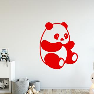 Samolepka Roztomilá panda Farba: červená, Veľkosť: 100 x 80 cm