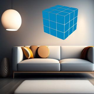 Samolepka Rubikova kocka Farba: modrá, Veľkosť: 100 x 100 cm