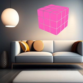 Samolepka Rubikova kocka Farba: růžová, Veľkosť: 40 x 40 cm