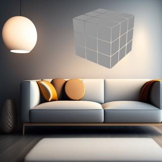 Samolepka Rubikova kocka Farba: šedá, Veľkosť: 100 x 100 cm