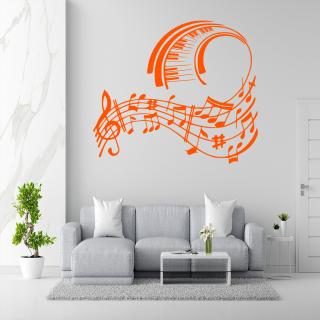 Samolepka Skladba pre klavír Farba: oranžová, Veľkosť: 100 x 86 cm