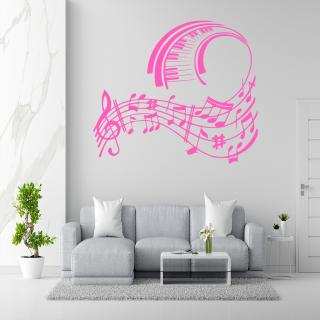 Samolepka Skladba pre klavír Farba: růžová, Veľkosť: 100 x 86 cm