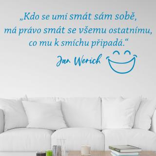 Samolepka Slogan Jana Wericha Farba: modrá, Veľkosť: 100 x 42 cm