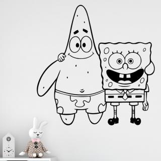 Samolepka SpongeBob a Patrick Farba: černá, Veľkosť: 100 x 102 cm