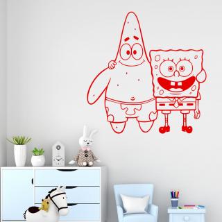 Samolepka SpongeBob a Patrick Farba: červená, Veľkosť: 100 x 102 cm