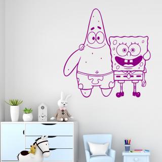 Samolepka SpongeBob a Patrick Farba: fialová, Veľkosť: 60 x 61 cm