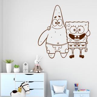 Samolepka SpongeBob a Patrick Farba: hnědá, Veľkosť: 100 x 102 cm