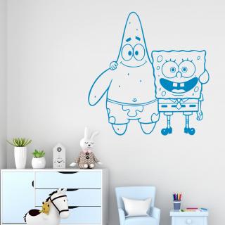 Samolepka SpongeBob a Patrick Farba: modrá, Veľkosť: 100 x 102 cm