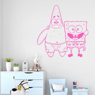 Samolepka SpongeBob a Patrick Farba: růžová, Veľkosť: 100 x 102 cm