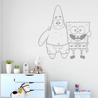 Samolepka SpongeBob a Patrick Farba: šedá, Veľkosť: 40 x 40 cm