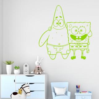 Samolepka SpongeBob a Patrick Farba: zelená, Veľkosť: 100 x 102 cm