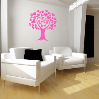 Samolepka Strom lásky Farba: růžová, Veľkosť: 100 x 142 cm