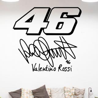 Samolepka Valentino Rossi 46 Farba: černá, Veľkosť: 60 x 56 cm