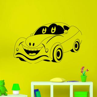 Samolepka Veselé detské autíčko Farba: čierna, Veľkosť: 100 x 62 cm