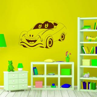 Samolepka Veselé detské autíčko Farba: hnedá, Veľkosť: 100 x 62 cm