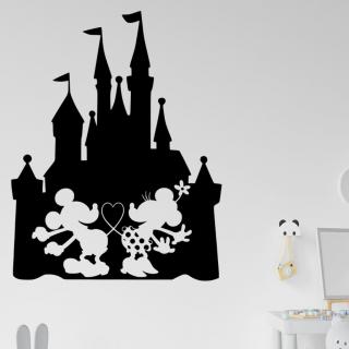 Samolepka Zamilovaní Mickey a Minnie na Zámku Farba: čierna, Veľkosť: 100 x 78 cm