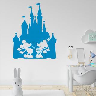 Samolepka Zamilovaní Mickey a Minnie na Zámku Farba: modrá, Veľkosť: 100 x 78 cm