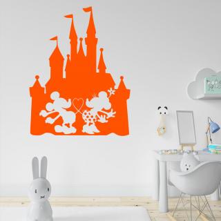 Samolepka Zamilovaní Mickey a Minnie na Zámku Farba: oranžová, Veľkosť: 100 x 78 cm