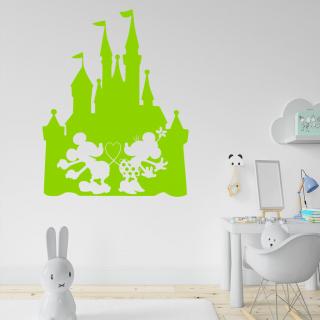 Samolepka Zamilovaní Mickey a Minnie na Zámku Farba: zelená, Veľkosť: 100 x 78 cm
