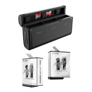 3-slotová vrecková nabíjačka Telesin + 2 batérie pre GoPro Hero 9 / Hero 10 / Hero 11 (GP-PT-G01)