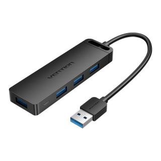 4-portový rozbočovač USB 3.0 s napájacím adaptérom Vention CHLBD 0,5 m, čierny