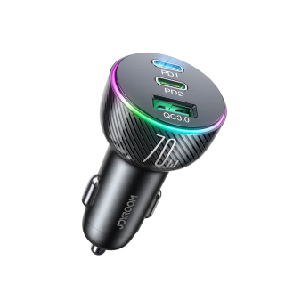 70W nabíjačka do auta Joyroom s 3 portami: USB, 2 x USB C čierna (JR-CL26)