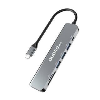 Adaptér 6v1 Dudao A15S USB-C na 3x USB, 1x USB-C, SD / TF (sivý)